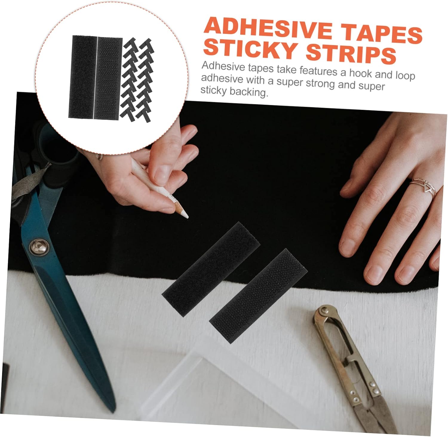 TEHAUX 200pcs Hook and Adhesive Strips Strong Self-Adhesive Tapes for Shoes Crafts and Home Organization Double-Sided Replacement Strips