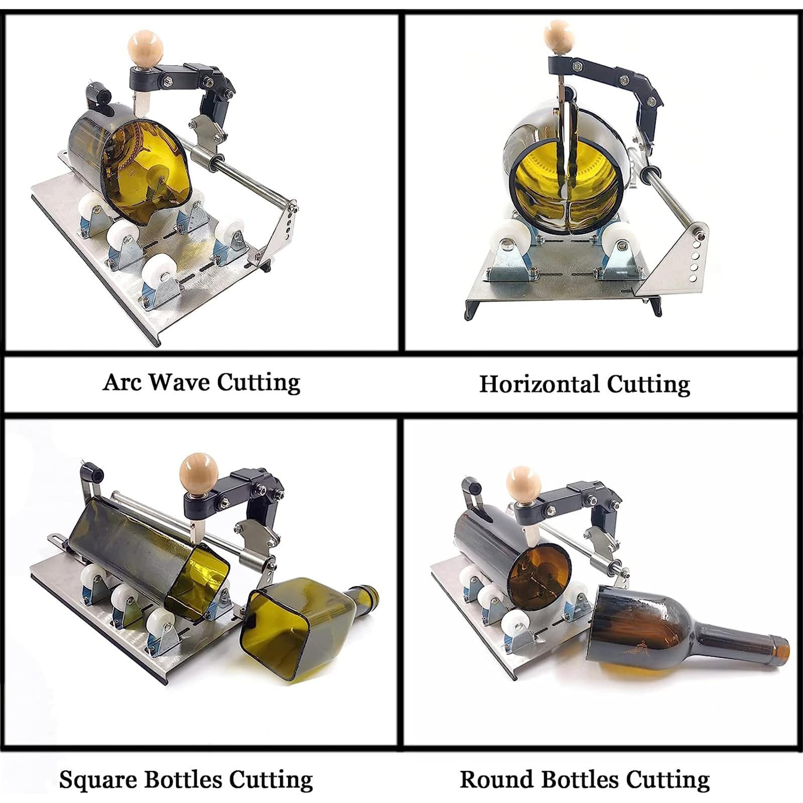Cortador De Botellas De Vidrio Multifuncional, con Accesorios Completos, Kit De Herramientas De Corte De Vidrio Mejorado para Todas Las Formas Y Diferentes Ángulos, Cerveza, Whisky, Vino