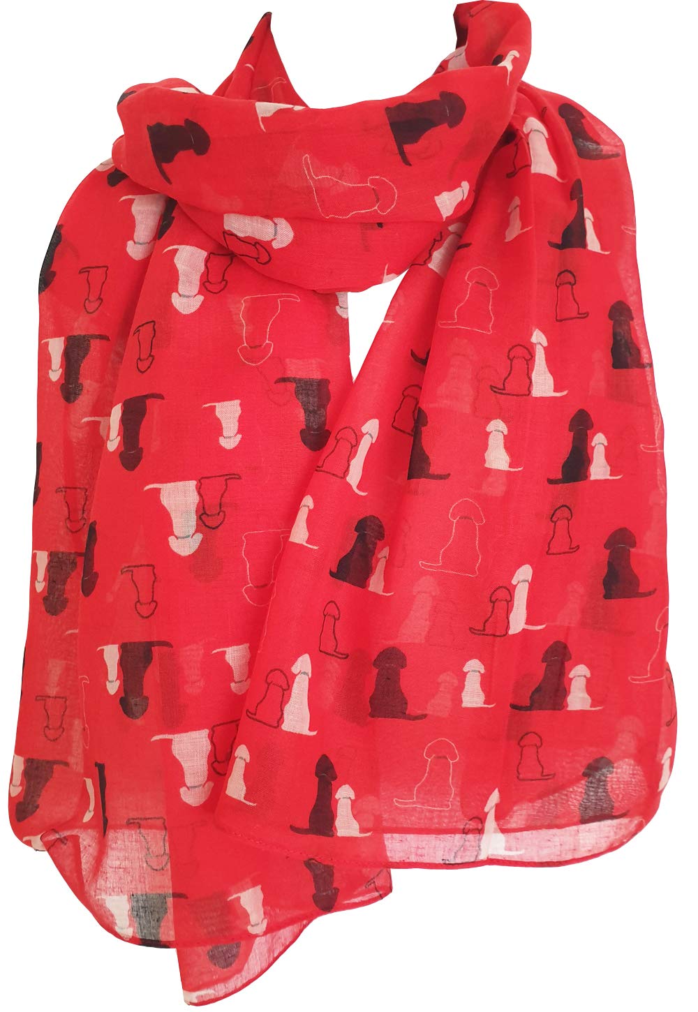 Glamlondon Women's Red Retriever Labrador Dog Scarf Fashion Large Lightweight Wrap Scarves (Red)