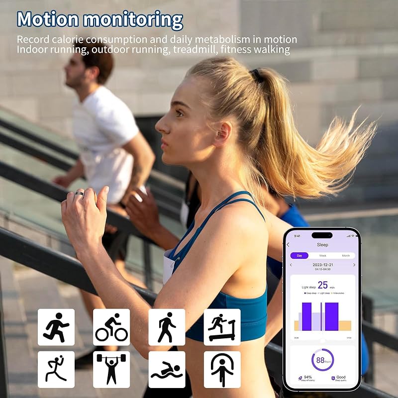 OBEST Okosgyűrű Fitness Tracker Szívritmus Véroxigén Alvásmonitor IP68 Vízálló