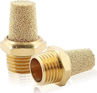 Jiozermi 12 Pcs Pneumatic Sintered, Brass Air Pneumatic Muffler Silencer, Pneumatic Exhaust Muffler, 1/8 NPT Male Air Silencer Fitting
