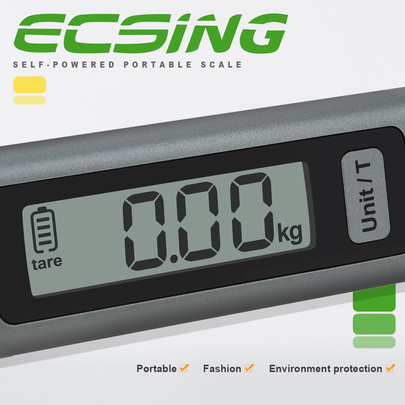 ECSiNG Balance à Bagages Portable sans Pile - Écran LCD Numérique Rétroéclairé Pèse-bagages Portable 50 Kg pour Voyage Avion Et Expédition