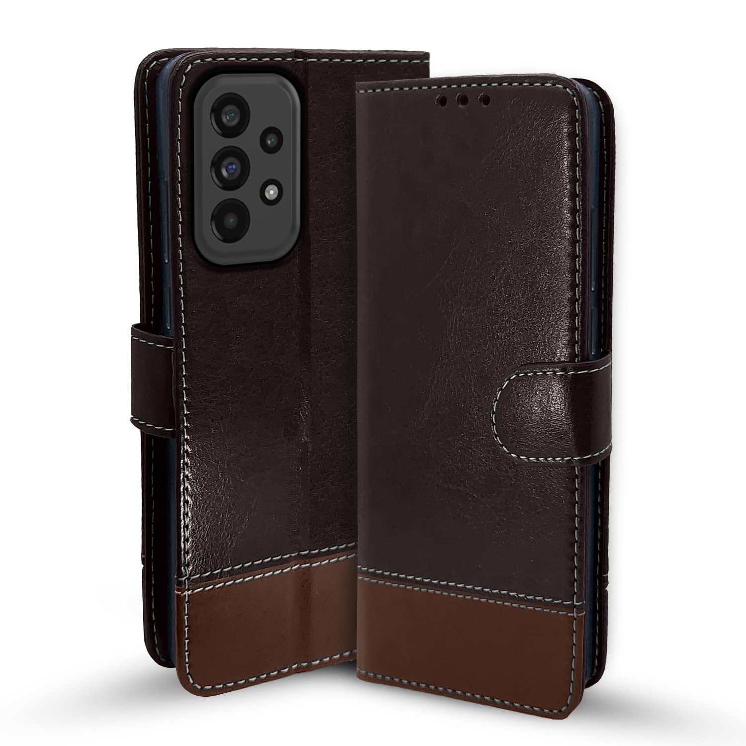Pikkme Samsung Galaxy A53 5g Flip Cover | Dual-Tone PU Leather Finish | Wallet Style & Stand | Magnetic Flip Case for Samsung Galaxy A53 5g (Coffee & Brown) (B0B9NHNPCH) Amazon Price History, Amazon Price Tracker