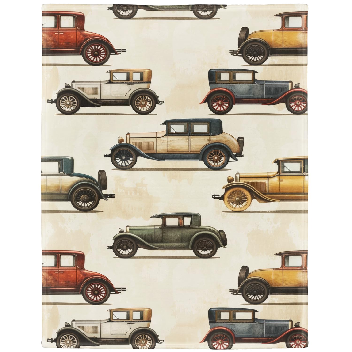 YISUMEI Soft Warm Fluffy Fleece Throw Blanket, Vintage Classic Cars, 135 x 200 cm