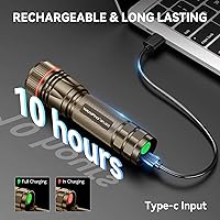 Vista 2 de WdtPro Linternas recargables de alto lúmenes, 1 paquete de 10H de larga duración, súper brillantes, para EDC, linternas LED mini tácticas