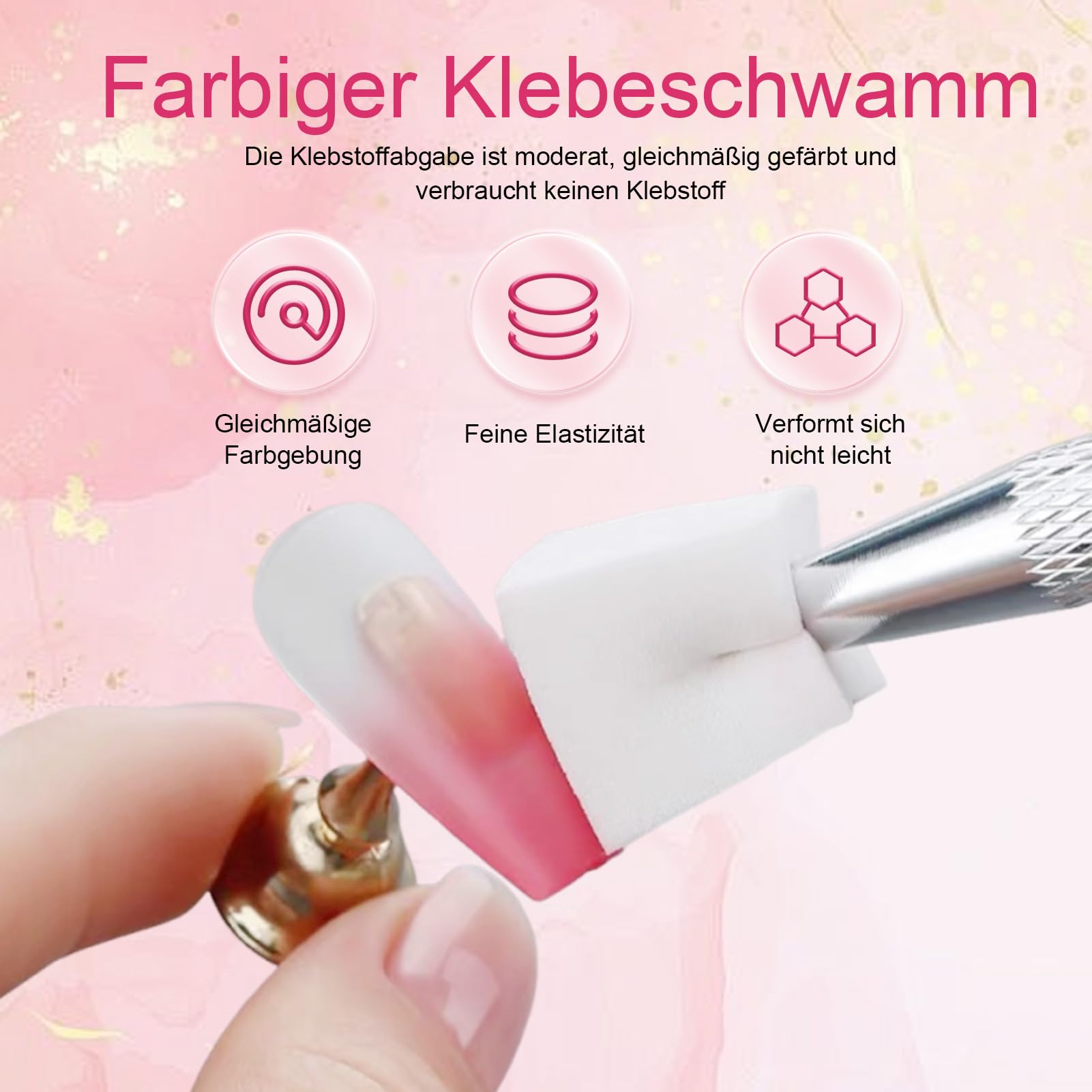 100 szt. gąbki do zdobienia paznokci z metalowym uchwytem, akcesoria do zdobienia paznokci, Baby Boomer, narzędzia do renderowania z blokami chwytającymi, gąbka do manicure, gradient Nail Art