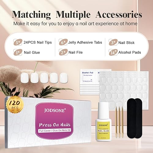 Miniatura 2 de JODSONE 2023 Trend Fashion - Uñas cortas a presión con pegamento de uñas, uñas postizas 2 en 1 para extensiones de uñas postizas