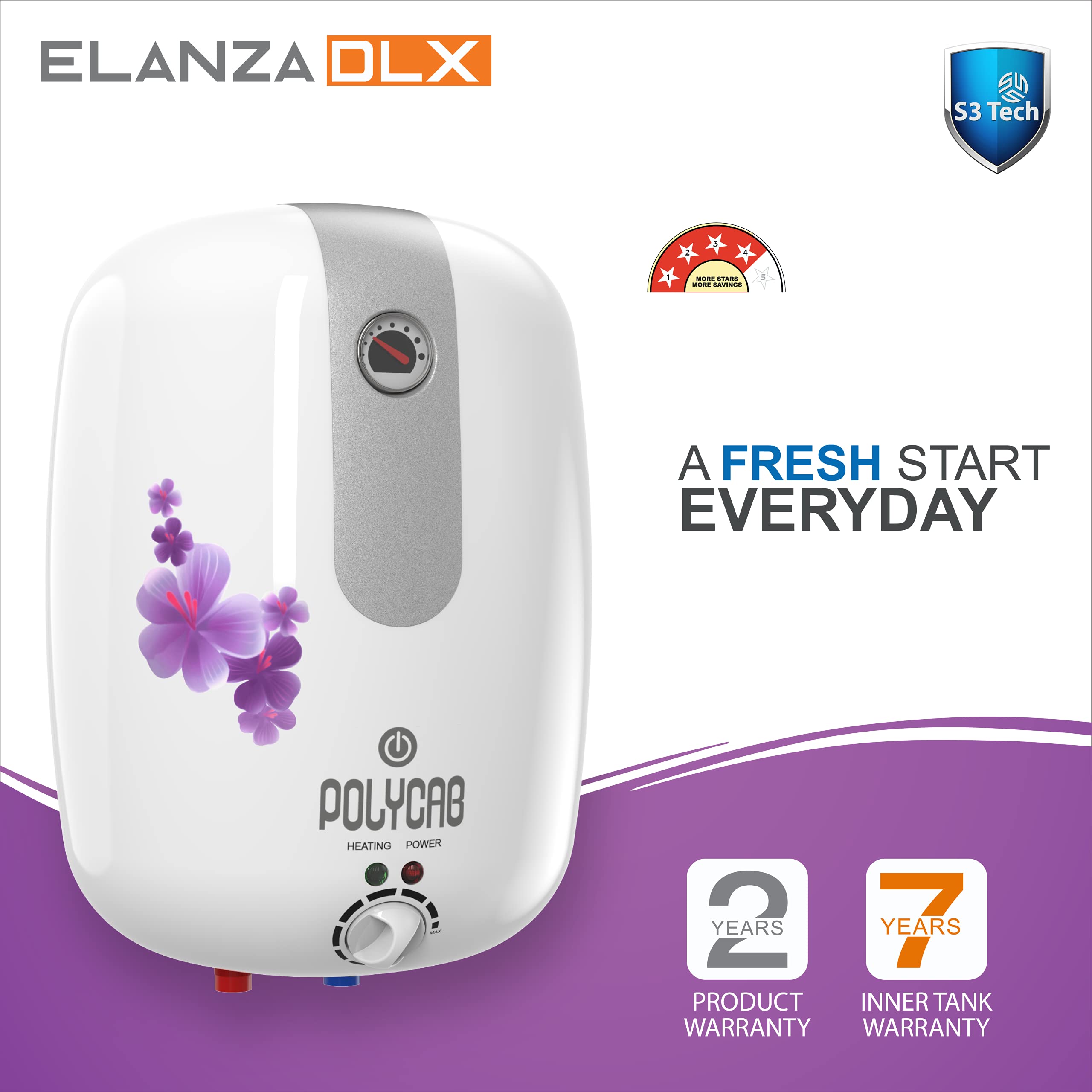 Buy Polycab Elanza Dlx Matt FInish 10 Ltr 2 Kw Electric Storage Water  Heater (White) Online at Low Prices in India - Amazon.in