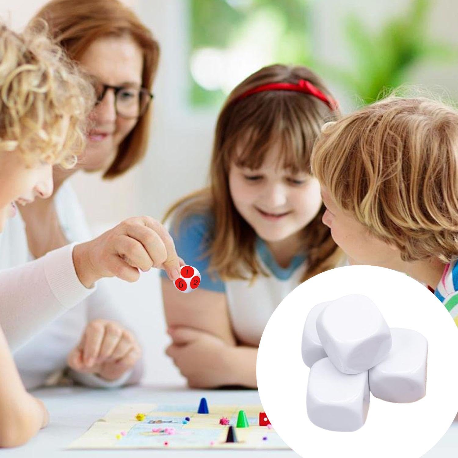 14 Pezzi di Dadi Bianchi, 2 Adesivi per L'Etichetta, Cubetti Acrilici Vuoti, Dadi di Gioco Creativi, Pittura Artistica Fai -da -Te.