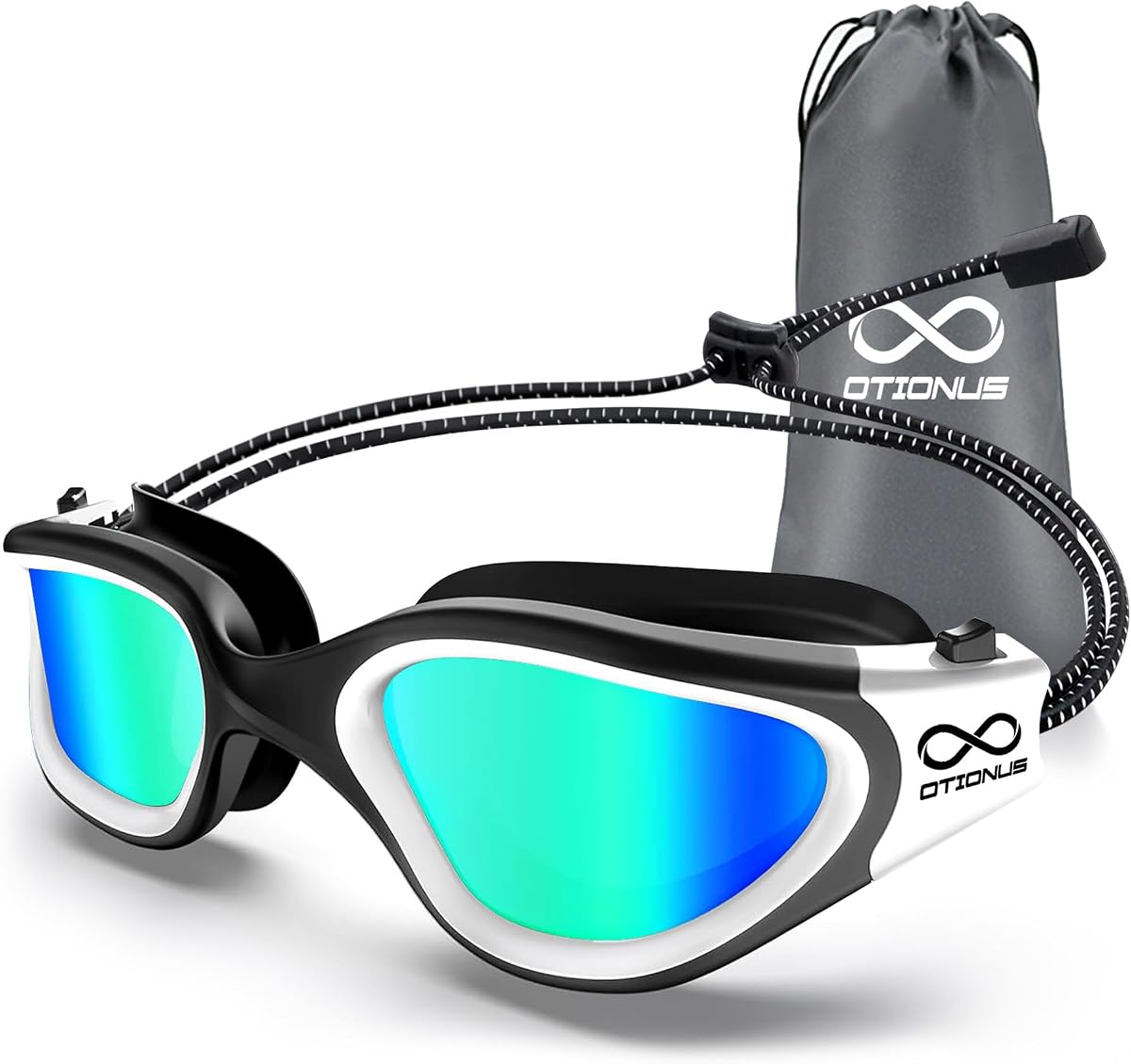 Swim Goggles, Polarized Adult Swimming Goggles Bungee Strap No Hair Pulling Anti-fog Pool Goggles for Men Women