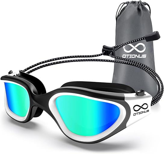 Swim Goggles, Polarized Adult Swimming Goggles Bungee Strap No Hair Pulling Anti-fog Pool Goggles for Men Women