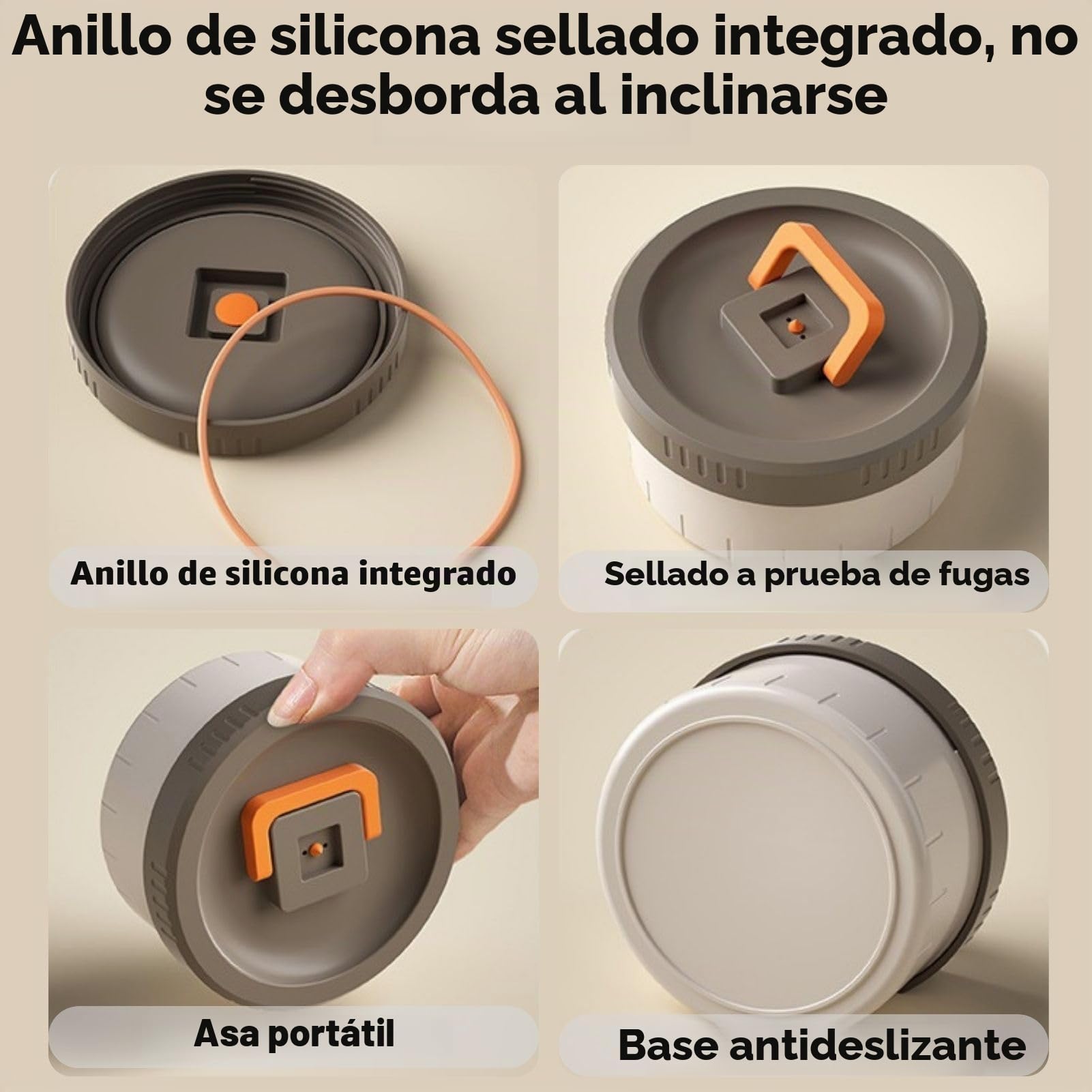 Termo Comida Caliente 2600 ml, Recipiente Térmico para Alimentos de Acero Inoxidable con 3 Compartimentos, Fiambrera Térmica para Oficina, Picnic al Aire Libre (Blanco)
