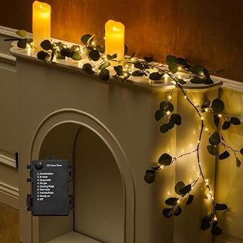Lighted Artificial Eucalyptus Garland 6FT 96 LED