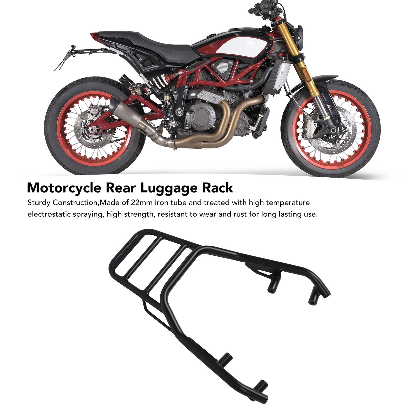 Bagażnik Motocyklowy do Indian FTR1200 2019-2023, Tylny Bagażnik Motocyklowy, Akcesoria FTR1200, Bagażniki Powersports, Bagażnik Tylny, Bagażnik Motocyklowy Rajdowy