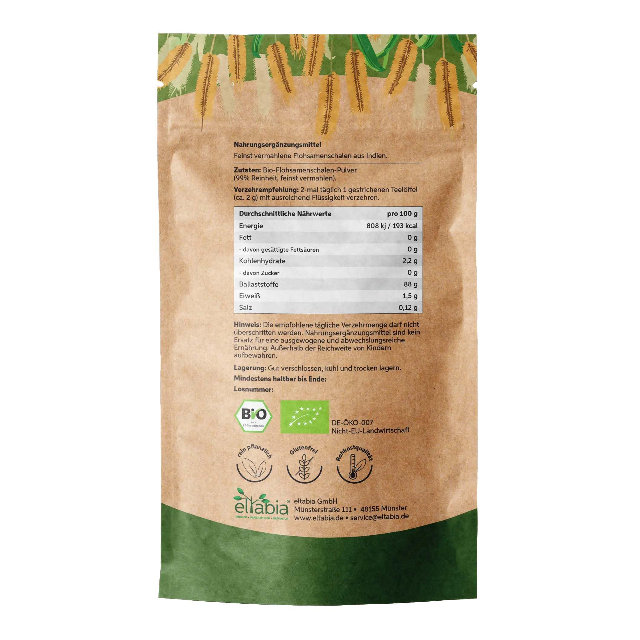 Cáscaras de semillas de psyllium orgánicas en polvo, 1 kg, 99% de pureza, cáscaras molidas | calidad premium de alimentos crudos de la India | Vegano