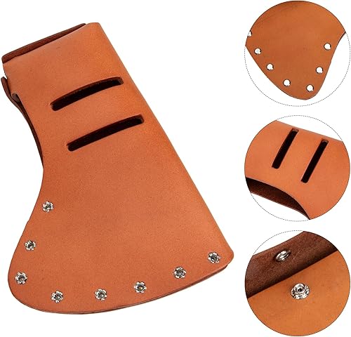Miniatura 4 de Housoutil 1 hacha de cuero ajustable, cubierta de cuchillas de hacha de cuero, funda de transporte duradera para accesorios de campamento, artículos