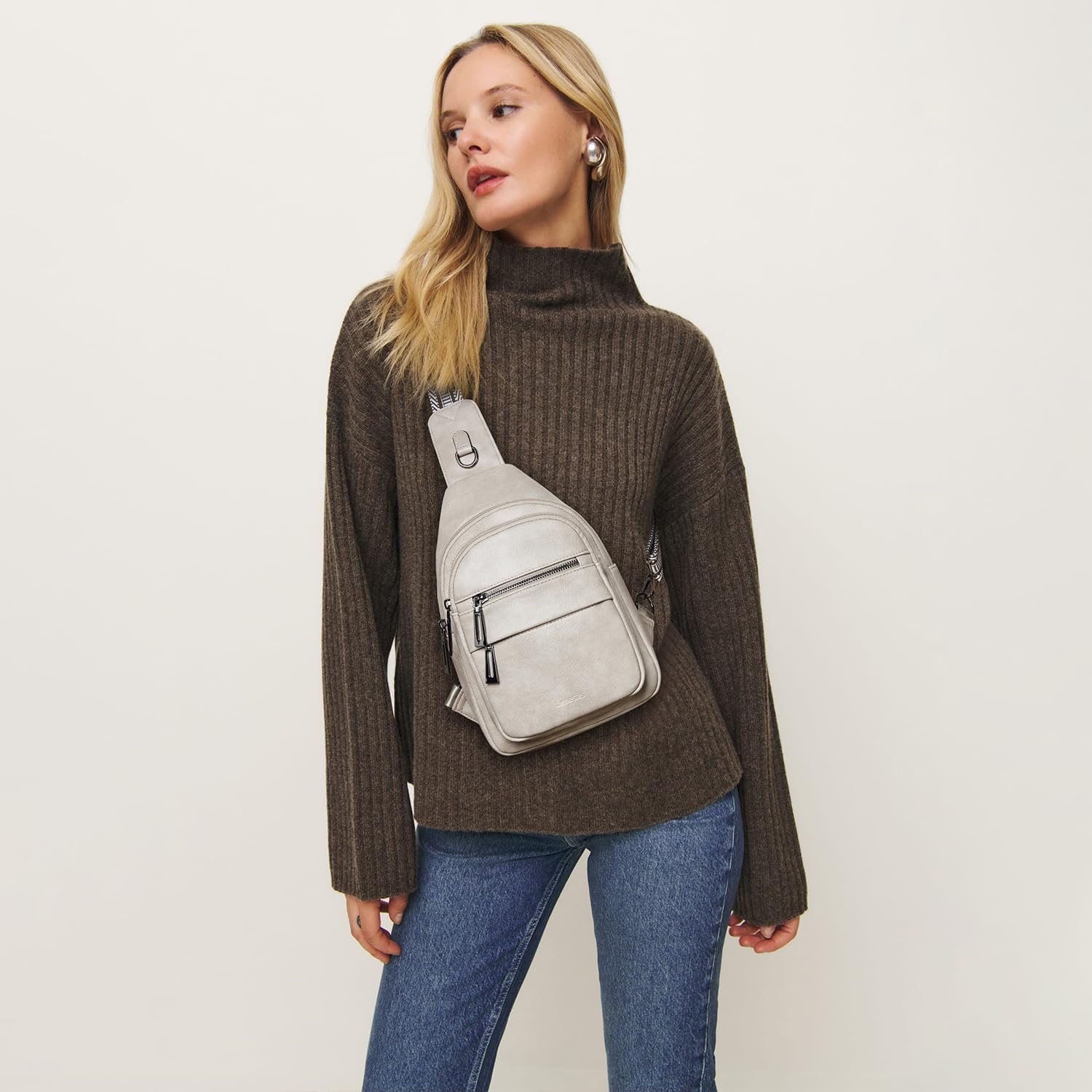 7L Sling Bag for Women Crossbody Bag Sling Purse Fanny Packs Vegan Leather Chest Bag Trendy Handbag Travel Anti Theft - Image 2