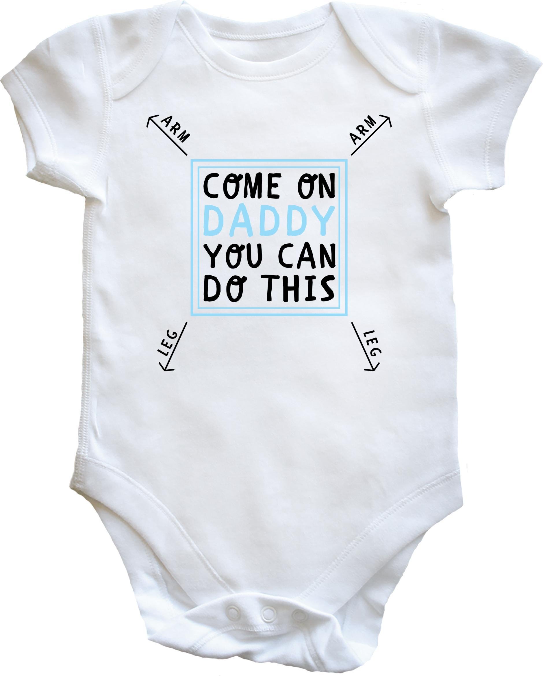 Hippowarehouse Come On Daddy You Can Do This (Blue) Baby Vest Bodysuit (Short Sleeve) Boys Girls