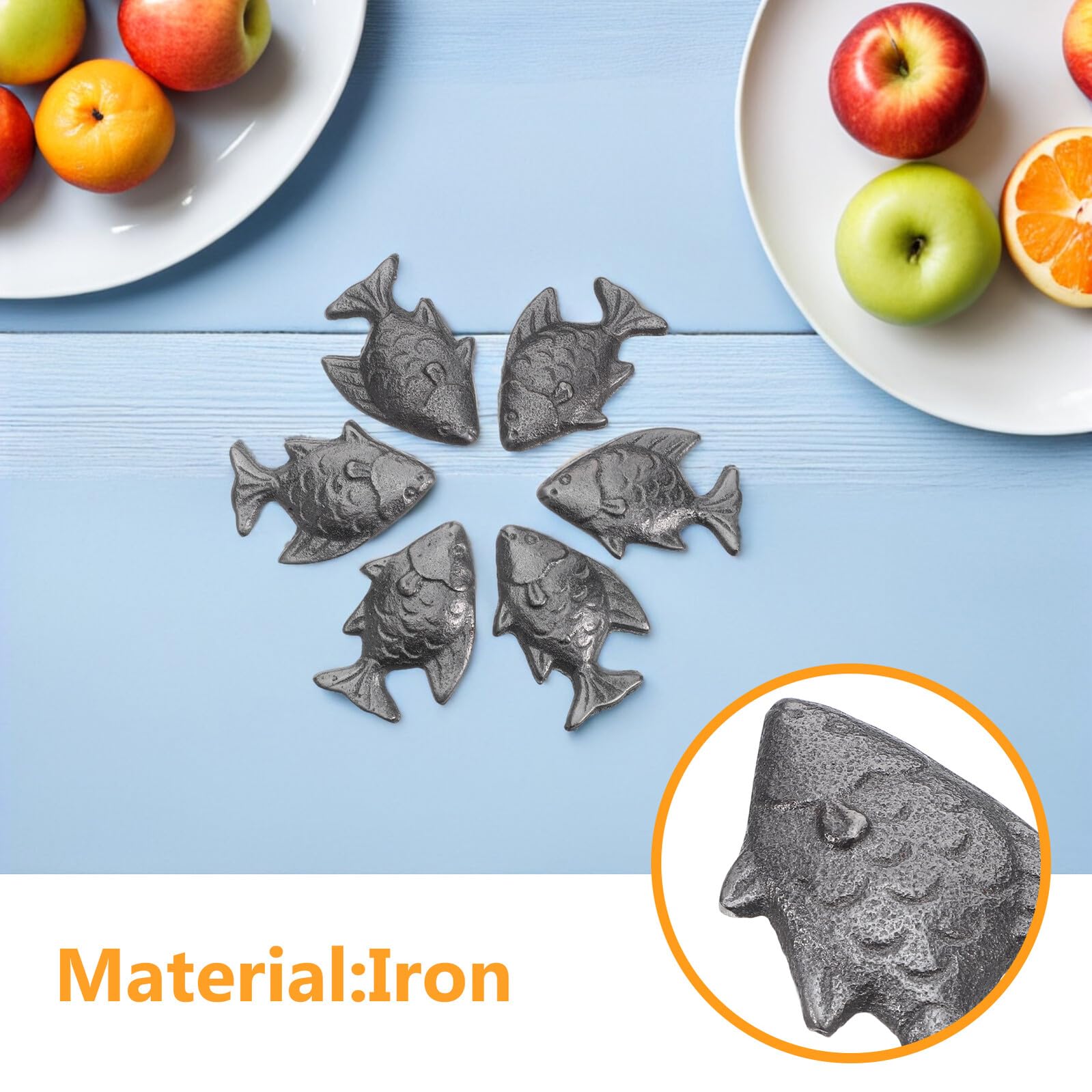 Pesce di Ferro Naturale Set 6 Pezzi per Cucina, Integratore di Ferro Attrezzo per Cottura per Vegetariana Versatile Adatto a Sportivi e Gravidanza