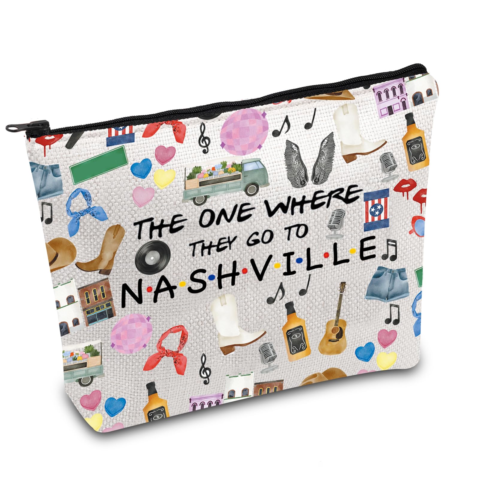 FOTAP Nashville Trip Makeup Bag - Travel Gift, Tennessee State Souvenir, Housewarming Gift