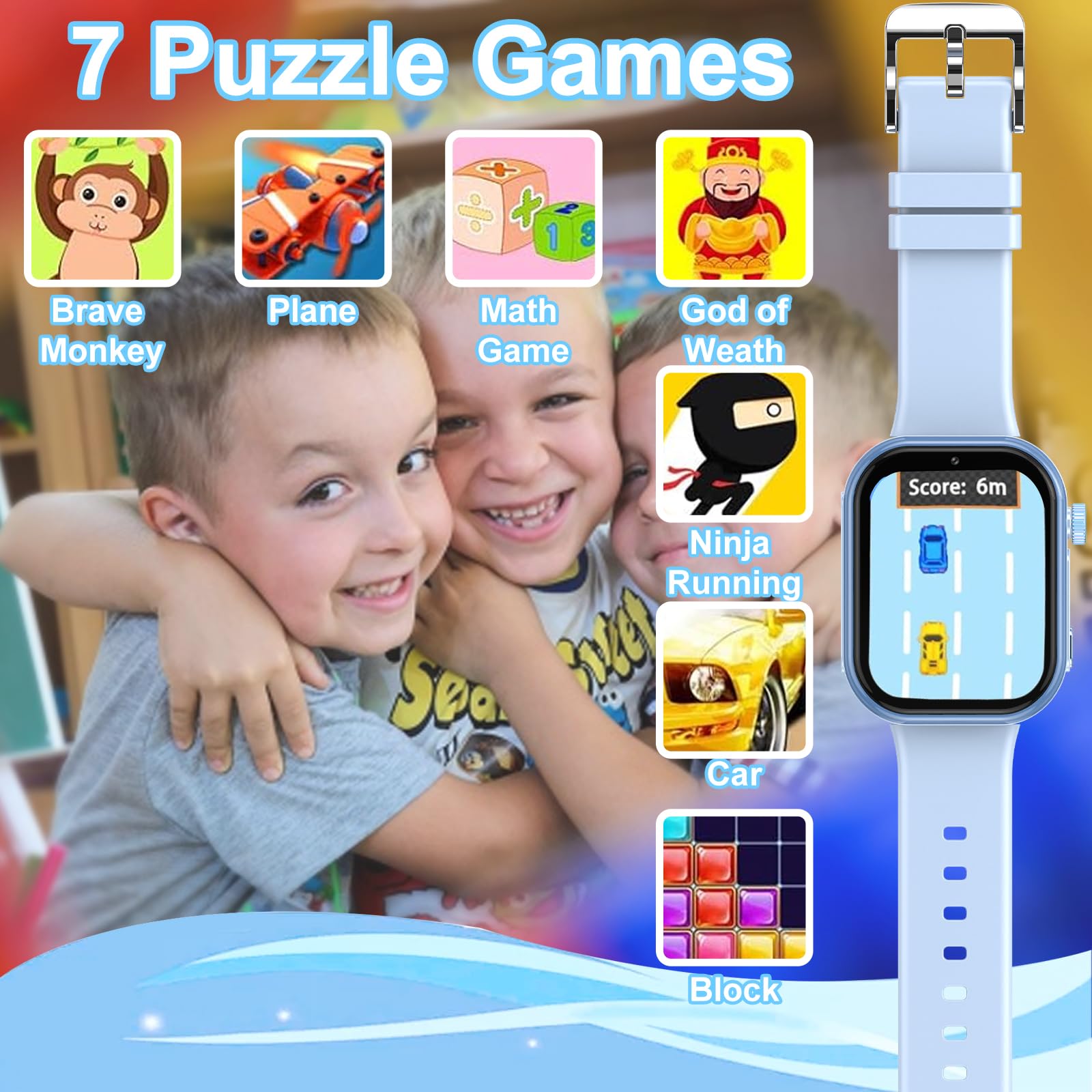 Smartwatch Bambini GPS con SIM, Orologio Gps Bambini HD Video,Telefono, 4G con Videochiamata, SOS, 7 Giochi Sveglia Modalità Classe Contapassi Ottimo Regalo per Bambini e Bambine dai 5 ai 14 anni