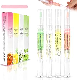 Cuticle Oil Pens with Nail File for Nail Care, Nail Pen Oil with Natural Ingredients, Fingernails and Toenails Oil Cuticle for Repairing Cracked (2 Pcs)