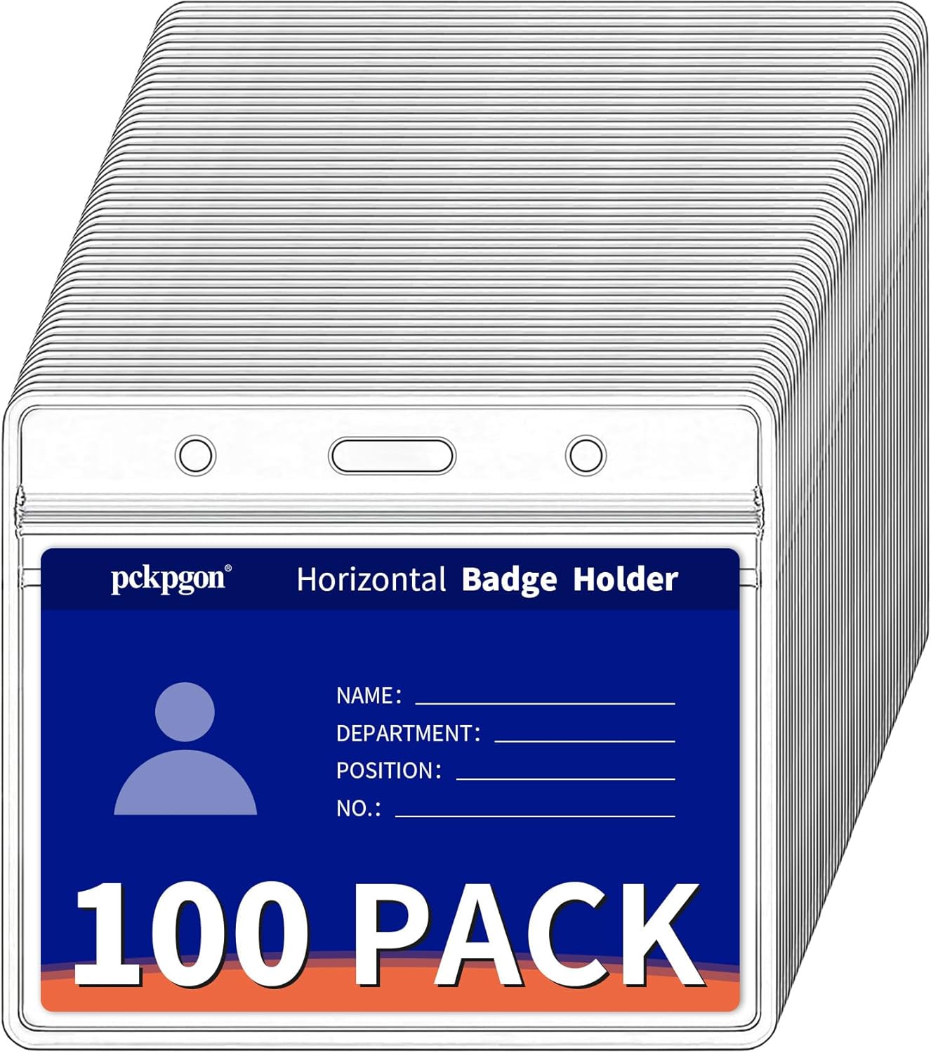 50 Pack Horizontal ID Badge Holder, Clear Plastic Lanyard Card Holders, Work Name Tag Sleeve Badges Protector Cover with Waterproof Resealable Zipper Type for Nurses, Women, Fits Credit Size Cards…