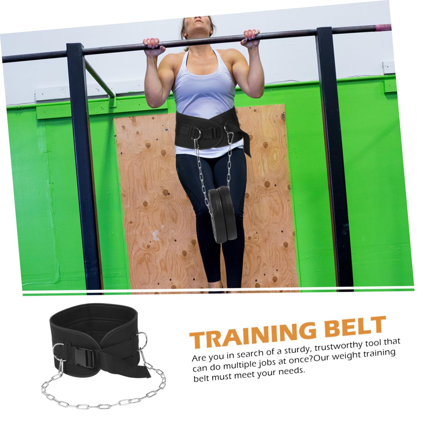 Cintura per Esercizi con Catena Lunga in Ferro e Fibbia Spessa, Cintura Zavorrata per Allenamento Pesi con Design Avvolgente e Protezione Lombare per Training Fitness