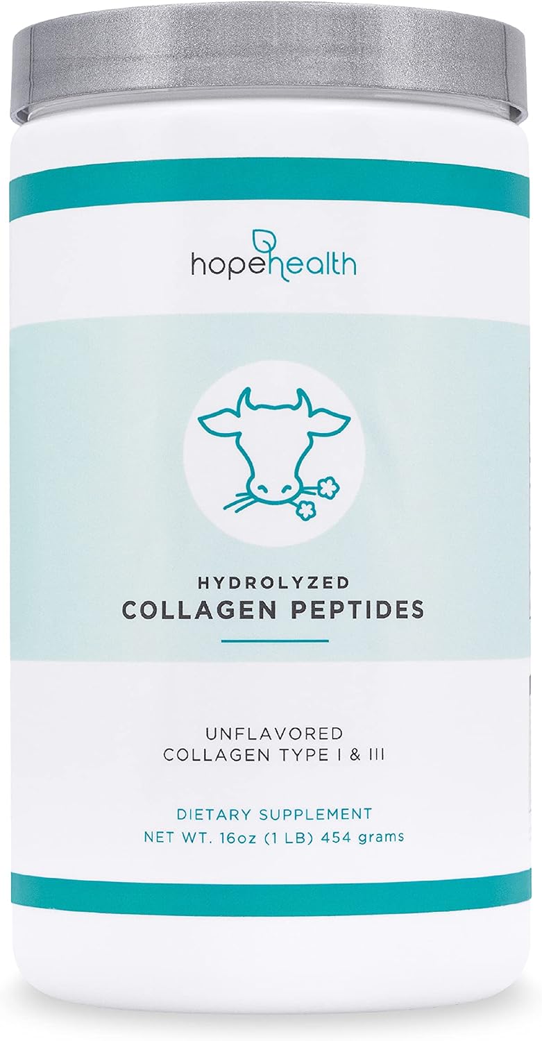 Hope Health Collagen Powder Hydrolyzed Types I & III Collagen Peptides - Promote Healthy Hair, Skin, and Joints - Sourced from Grade A Bovine and 100% Non-GMO