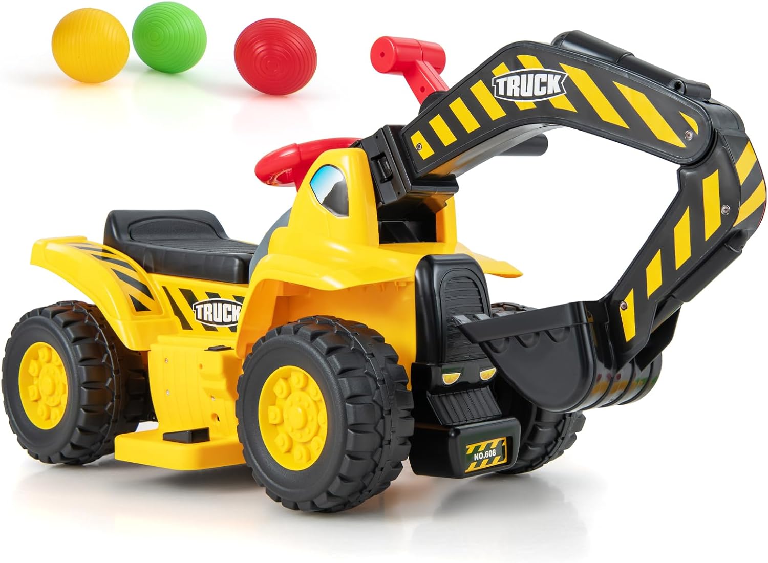 COSTWAY Electric Ride on Excavator, 6V Battery Powered Digger Car with