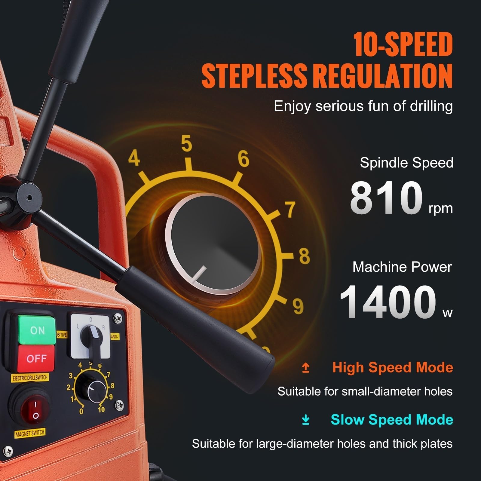 Taladro de columna Taladro eléctrico de 1300 W y 1400 W, 2 pulgadas, prensa de taladro magnético, diámetro de perforación, taladro eléctrico, liberación de 1 segundo.(1Drill 50mm 1550W)