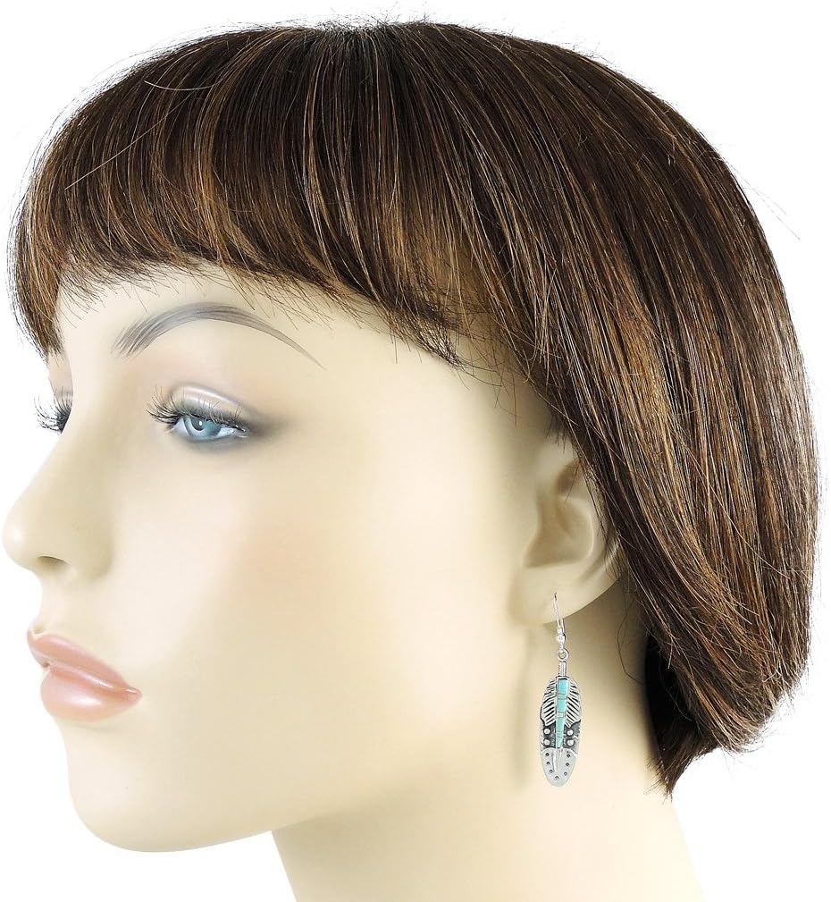 925 Sterling Silver Feather Earrings in Genuine Gemstones & Gemstones - Image 2