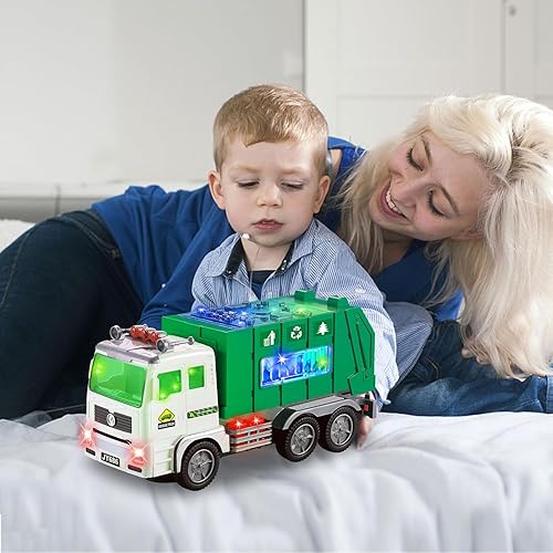 Miniatura 2 de Camión de basura de juguete, camión de bomberos y camión de contenedores de juguetes para niños pequeños de 1, 2, 3, 4, 5, 6 años, regalos de