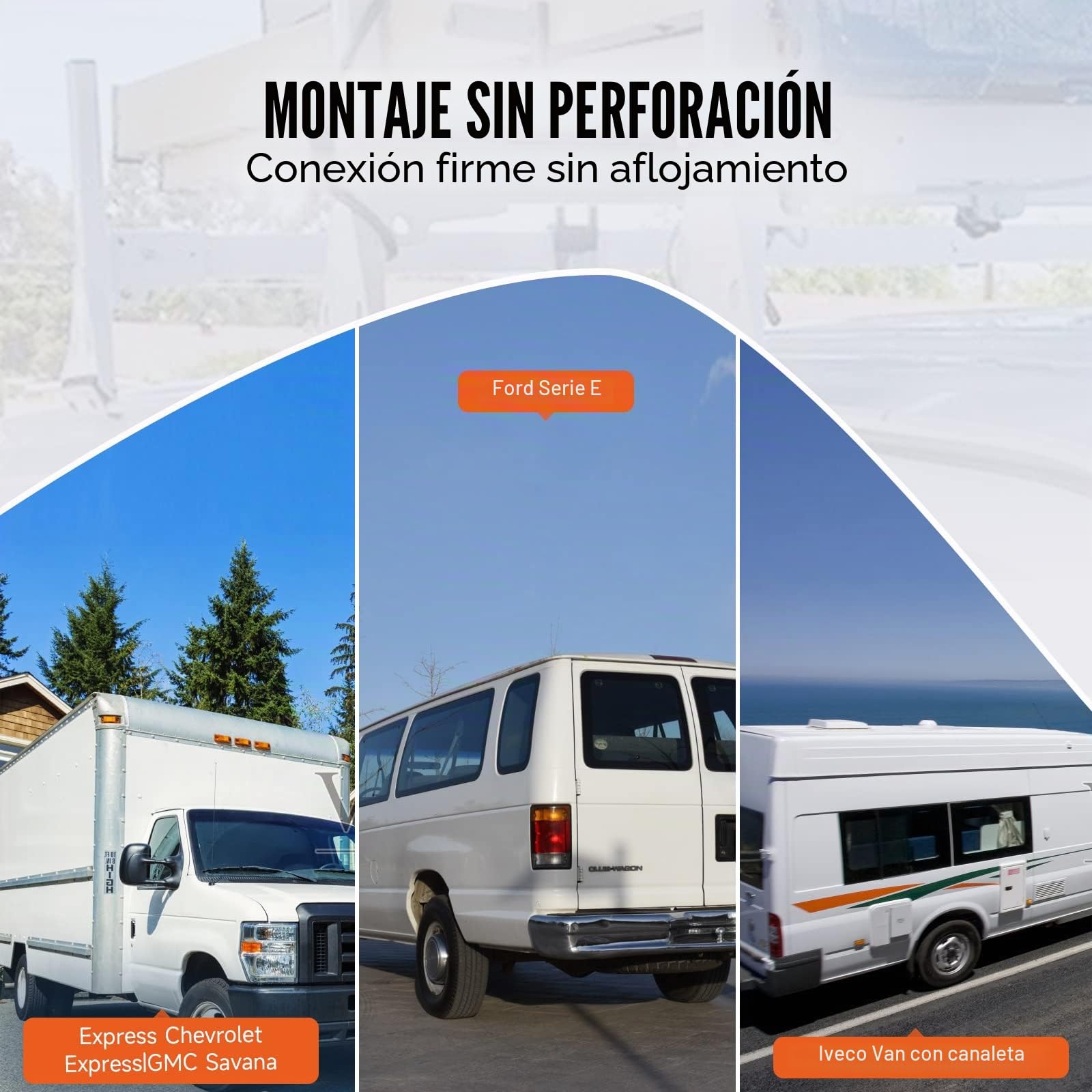 VEVOR Portaequipajes de Techo para Furgoneta Ajustable 143-156 cm Portaequipajes de Acero de Aleación 3 Barras con Topes de Escalera Capacidad de 340 kg para Furgonetas de Tamaño Completo para Viajes