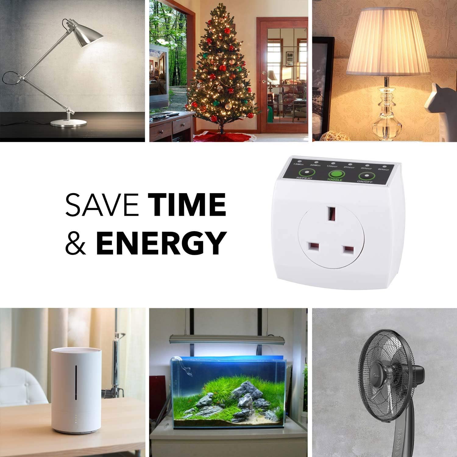 HBN Countdown Timer Plug used with various home appliances to save time and energy