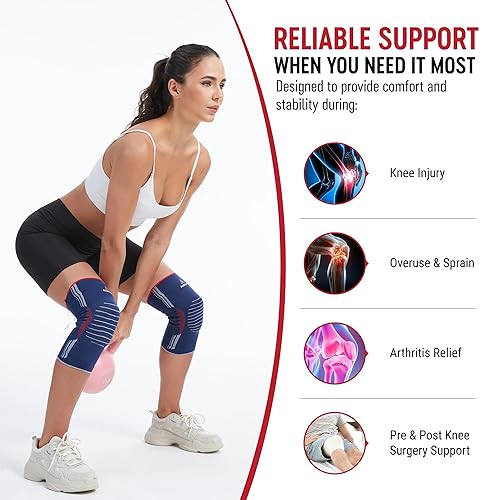 Miniatura 4 de Rodillera con almohadilla de gel para rótula y estabilizadores laterales, manga de compresión de rodilla para hombres y mujeres, alivio del dolor