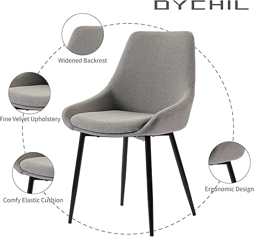 Miniatura 6 de Juego de 2 sillas ergonómicas para sala de estar, sillas de cocina color gris oscuro, cargas de hasta 270 libras, montaje rápido, sillas de comedor