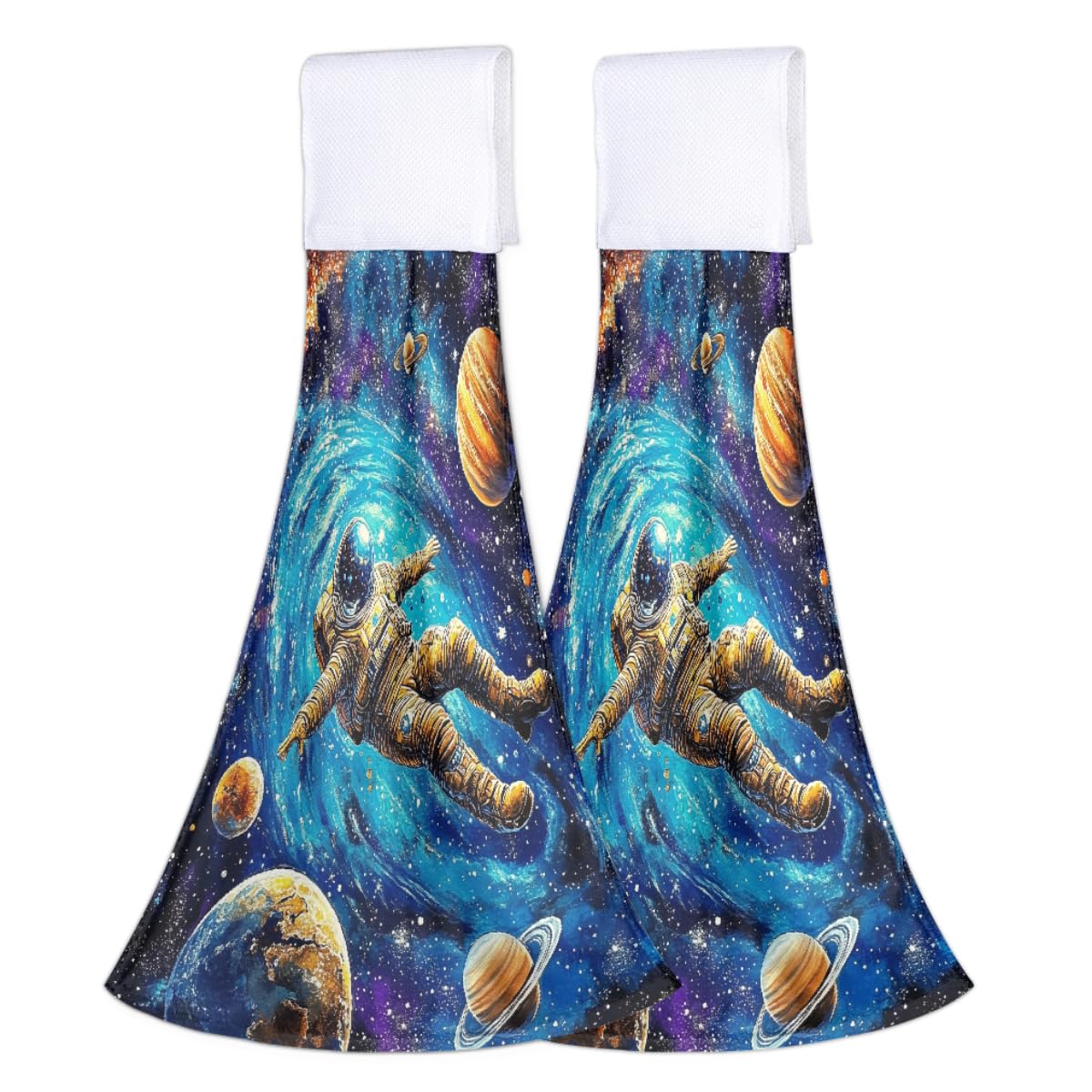 Torchon de cuisine en microfibre astronaute lot de 2 essuie-mains suspendre espace