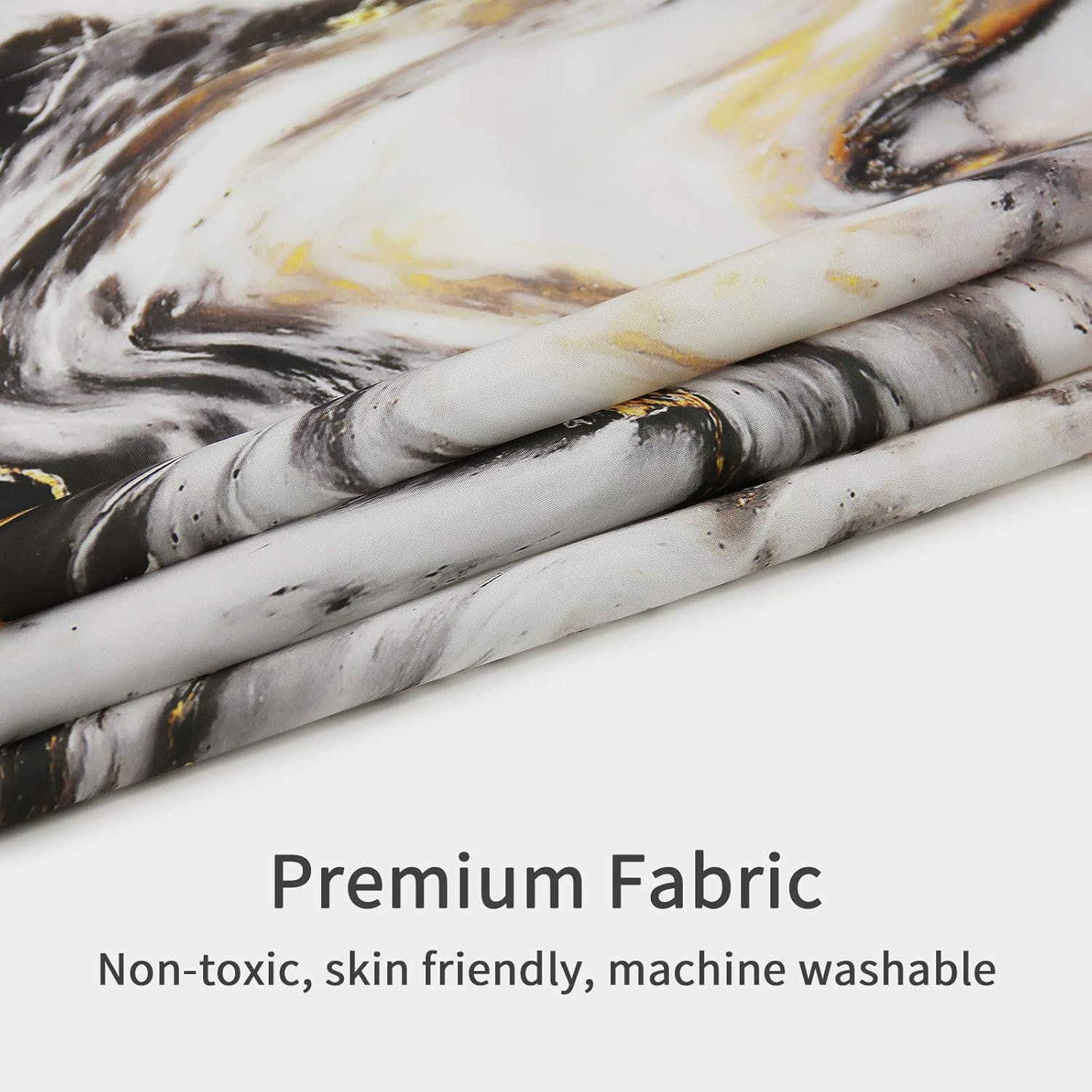 MitoVilla Black Gold Marble Shower Curtain Set including Hooks - Image 5