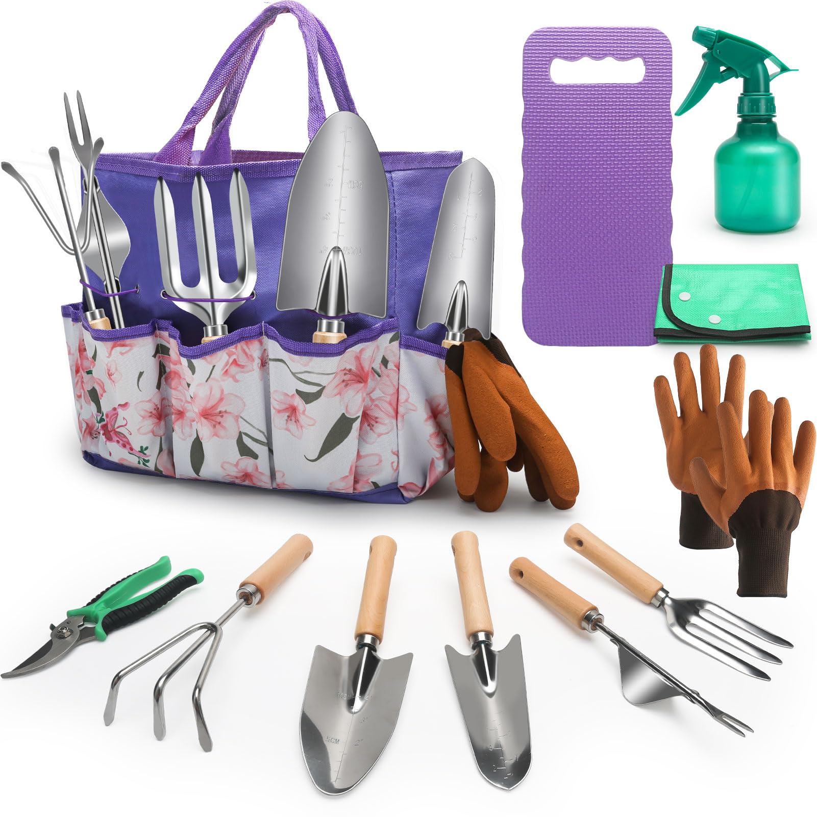 Gardening Tools,11 Pieces Gardening Hand Tool Gift Kit,Stainless Steel Gardening Gifts for Women & Men with Heavy Duty Tool Bag for Easy Storage