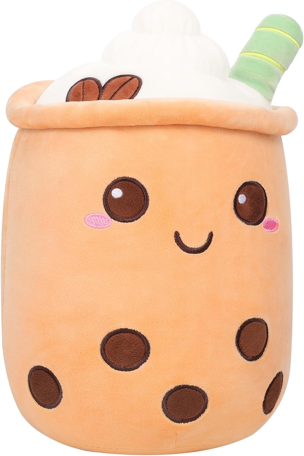 Seyomi 19.6 inches Bubble Tea Stuffed Plush Pillow Brown Fruit Milk Tea Plush Sleeping Pillow Children’s Gift Decorations
