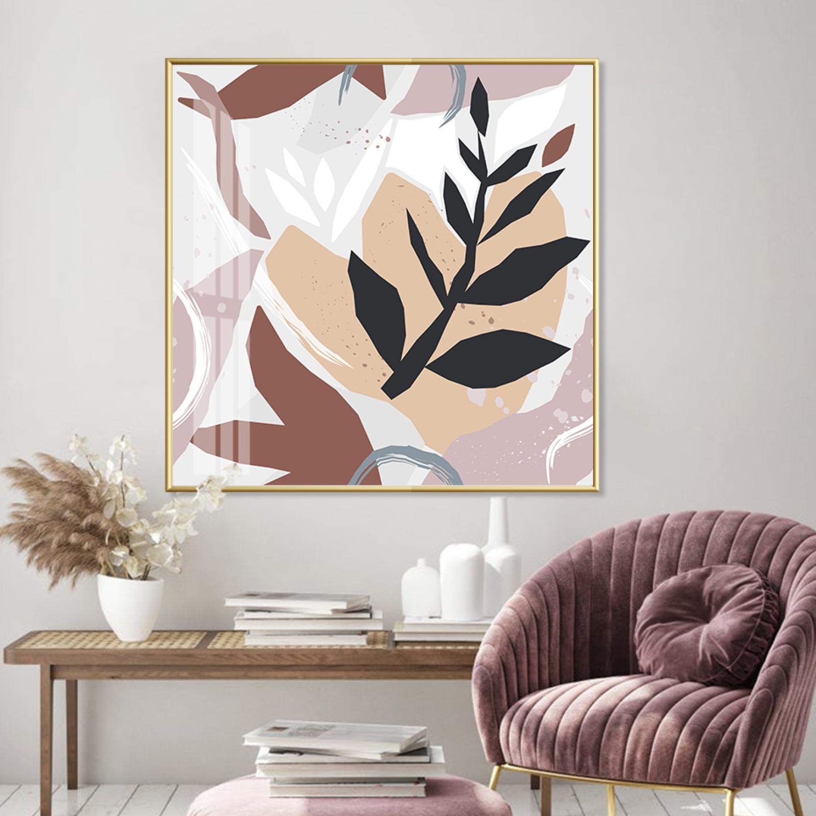 Art mural abstrait feuille automne pour décor de salon chic - 7