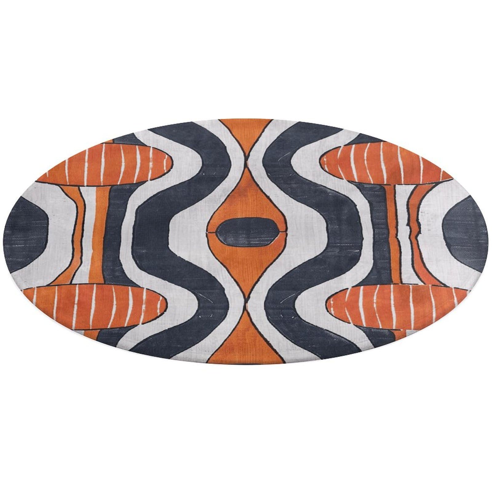Tapis pelucheux lavable et doux à rayures bleu marine