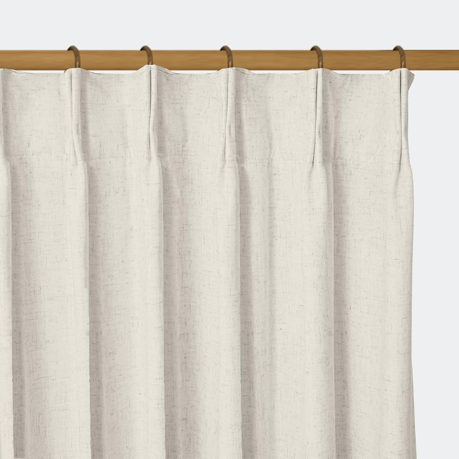 YZ HOME Extra Wide Pinch Pleated Curtains for Sliding Glass Door, Linen Natural Full Blackout Curtains for Bedroom Living Room Memory Trained Thermal Insulated Drapes with Hooks, 1 Panel, 70''Wx90”L