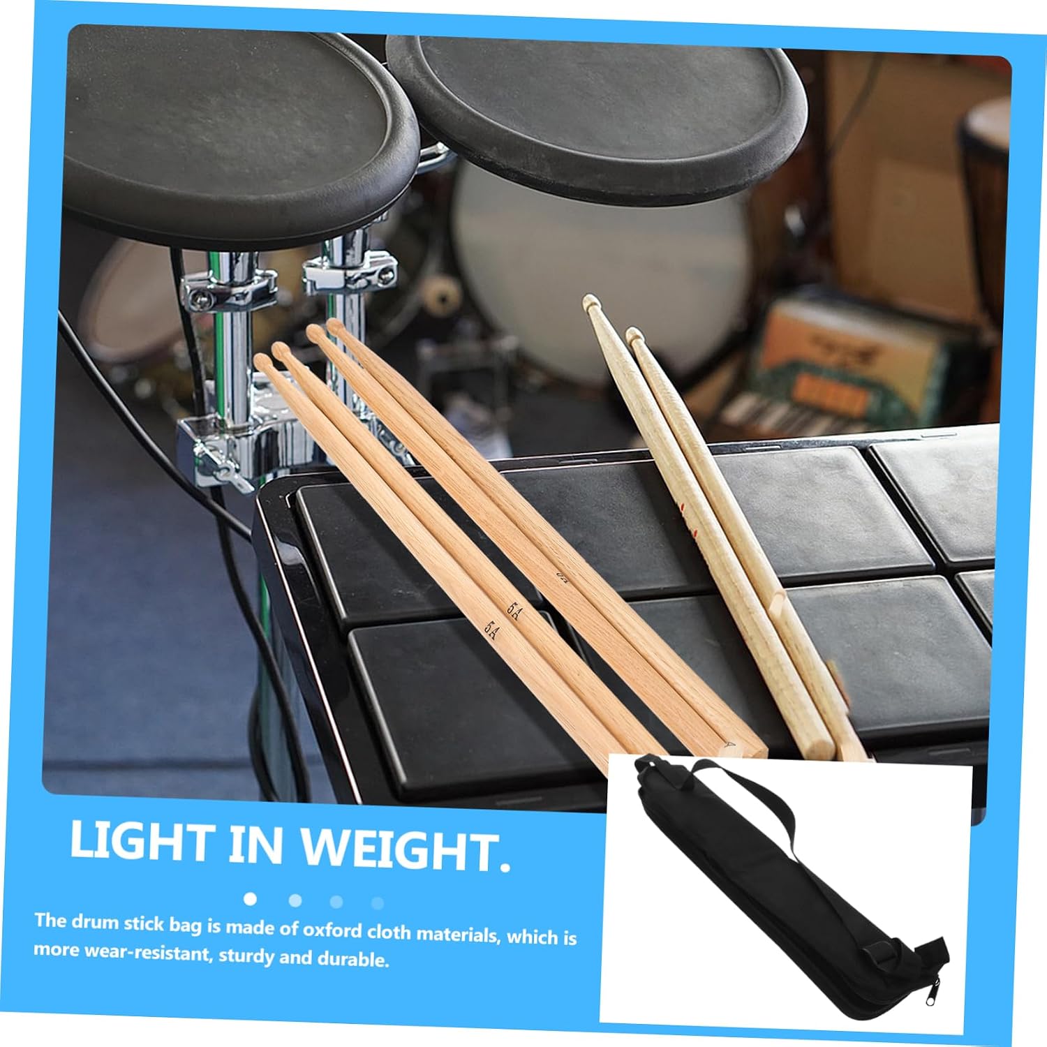 ERINGOGO 4 Pairs Drum Sticks Bag Drumstick Holder Shoulder Strap Zipped Drumstick Pouch for Drummers Portable Drumstick Storage Bag Drumstick Holder Storage image 2