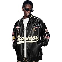 Aelfric Eden Men's Motorcycle Jacket Letter-Embroidered Racing Jacket Blackair Moto Jacket Women Vintage Coats