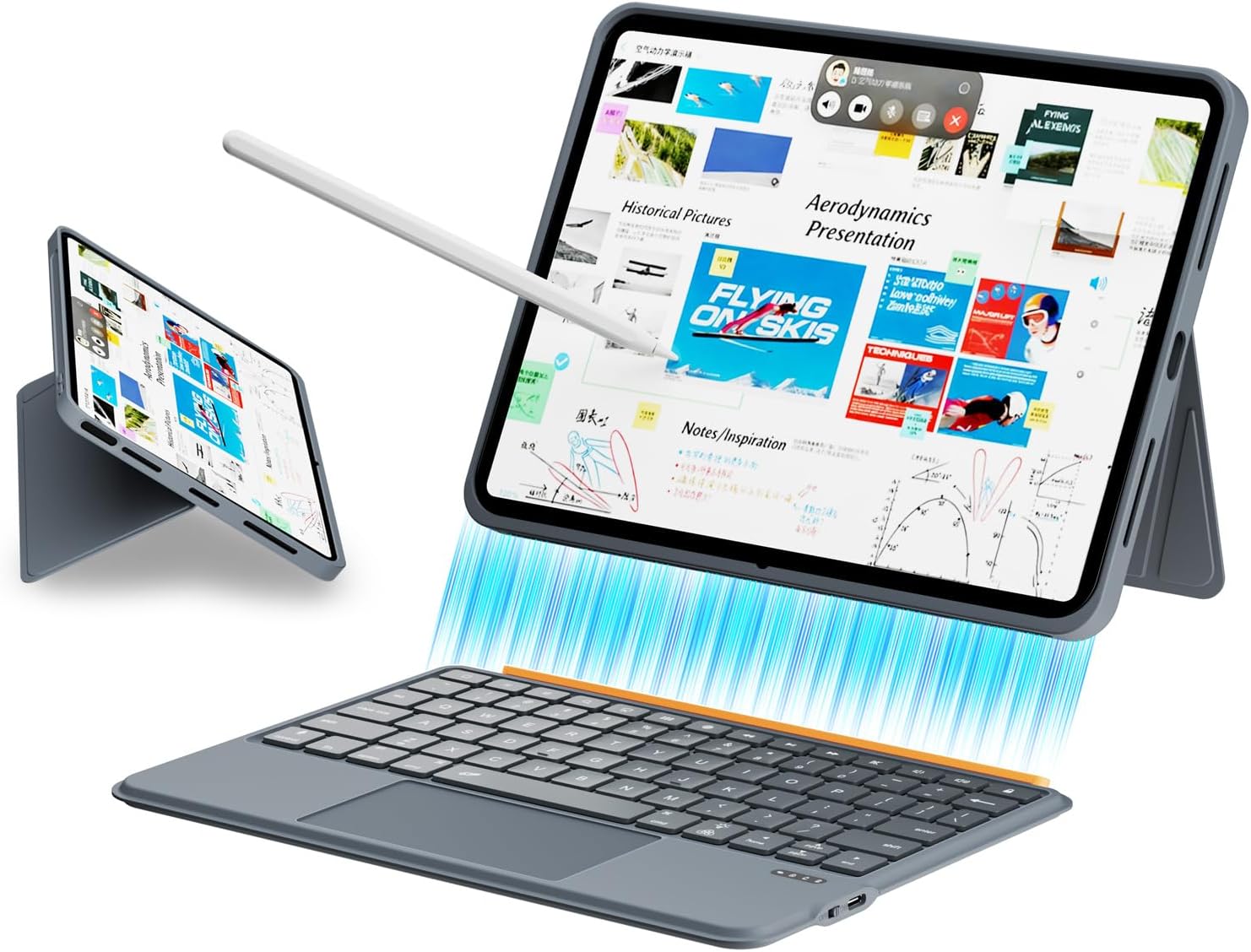 iPad Case With Keyboard And Pen For iPad A16 11Th/10Th Gen, Magnetic Detachable iPad Keyboard Case With 7-Color Backlit, Trackpad For iPad Air 11"(M3/M2, 2025/2024) & iPad Pro 11(4th/3rd/2nd/1st Gen)