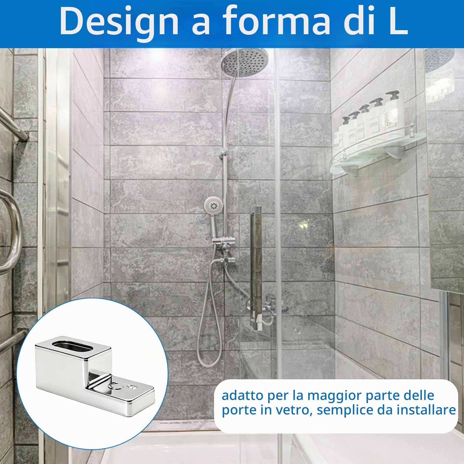 12x Morsetti per Schermi Doccia in Vetro | Staffe di Fissaggio Cromate per Pannelli da 6 mm e Box Doccia | Clip di Fissaggio in Plastica per Bagni e Ambienti Umidi