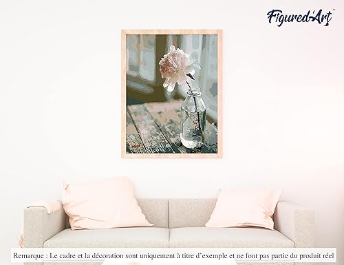 Vista 312 de Figured'Art - Juego de pintura por números, lienzo enrollado sin marco, para manualidades, para adultos, 16 x 20 pulgadas, jarrón de peonías