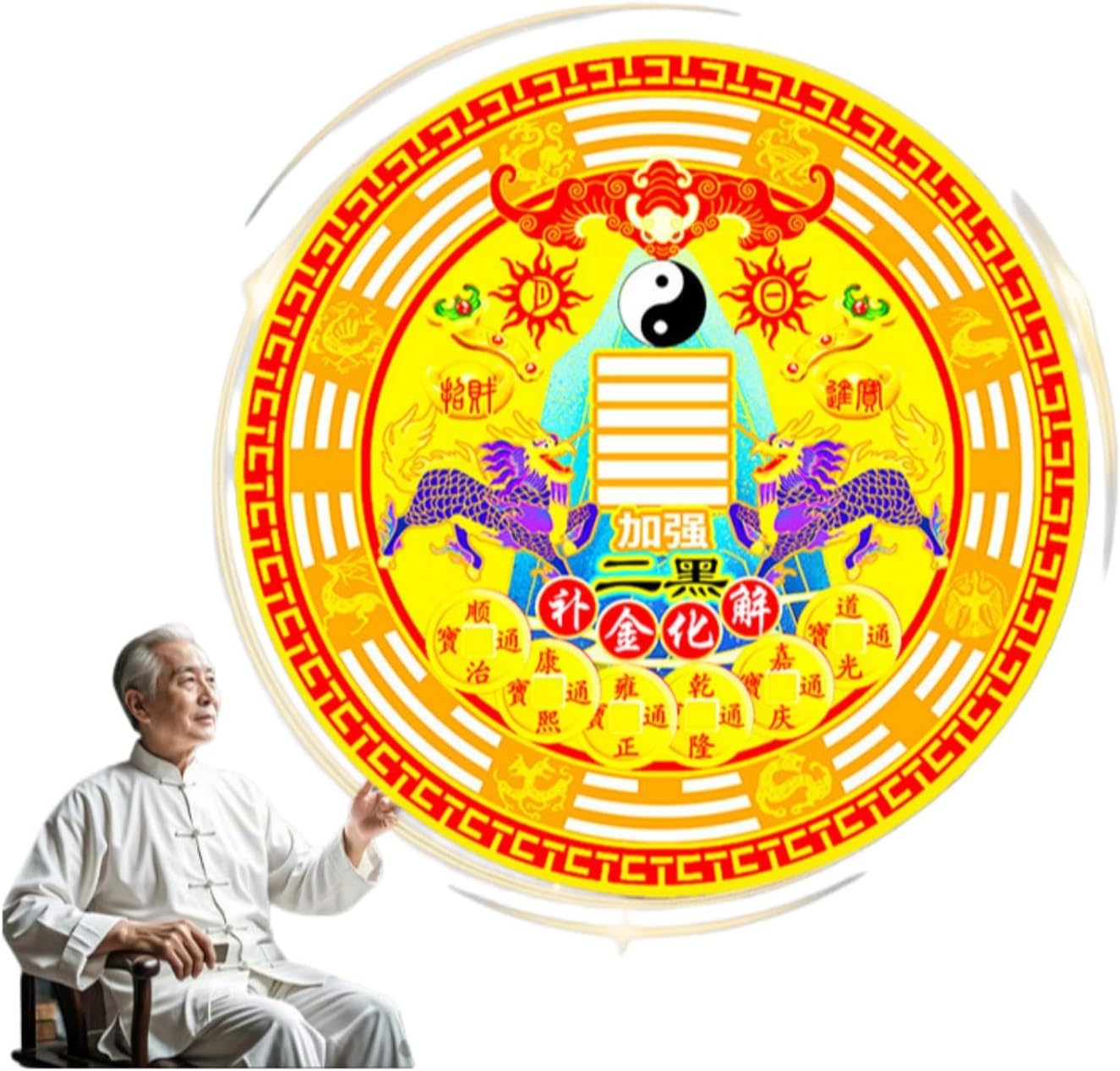 2025五位解 Feng Shui Talisman Gold Card 化镇守令 Feng Shui Good Amulet 东北五黄五帝钱葫芦卧室客厅厨房 fengshui Chinese Tassel Ornaments-519